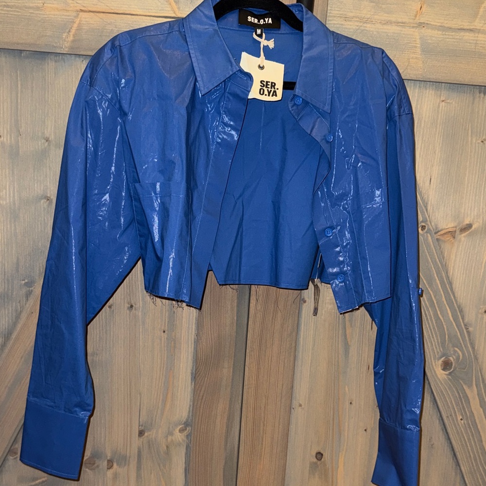 SER.O.YA Vibrant Blue Cropped Blazer